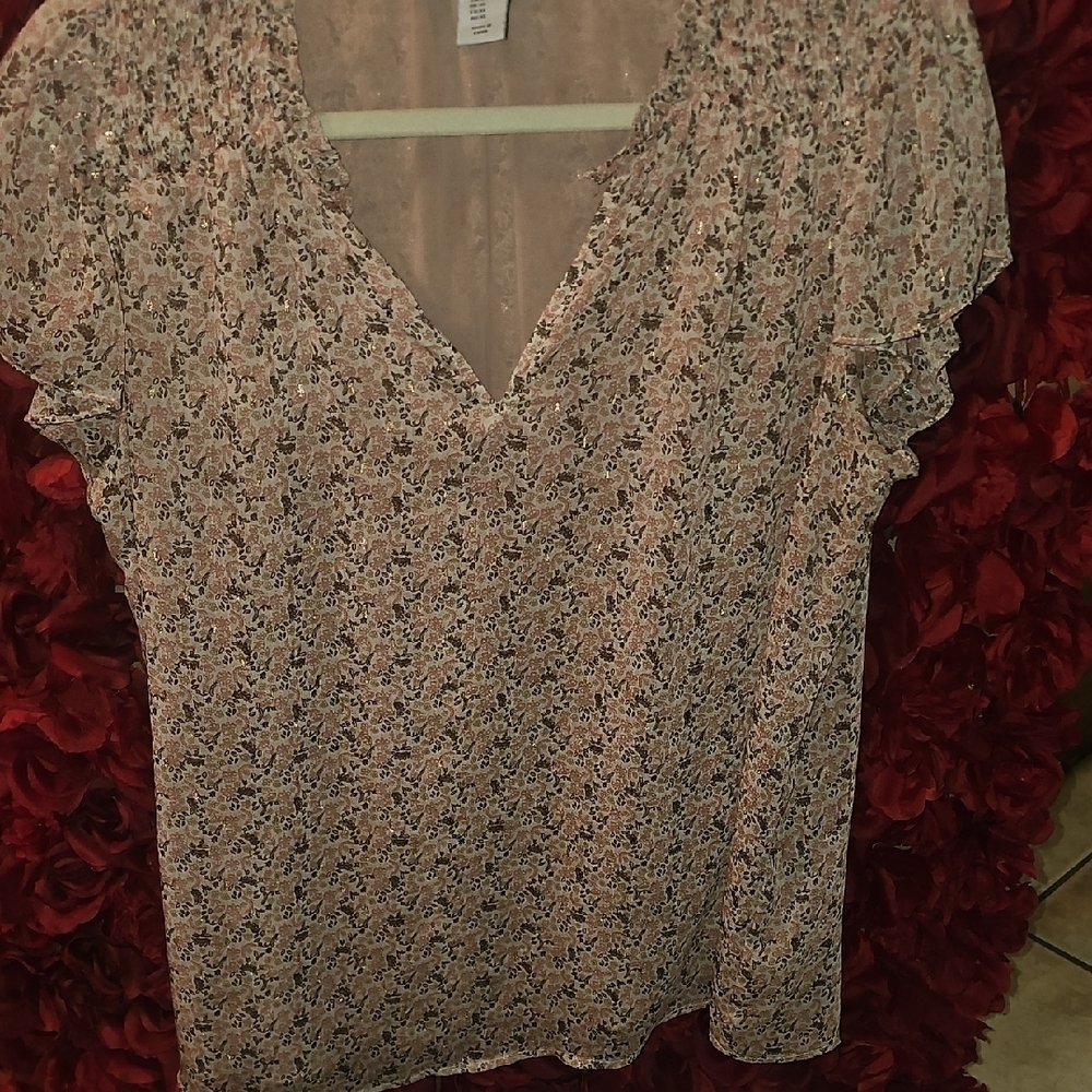 cupcakes & cashmere Women's Pink Floral Blouse Size Xlarge